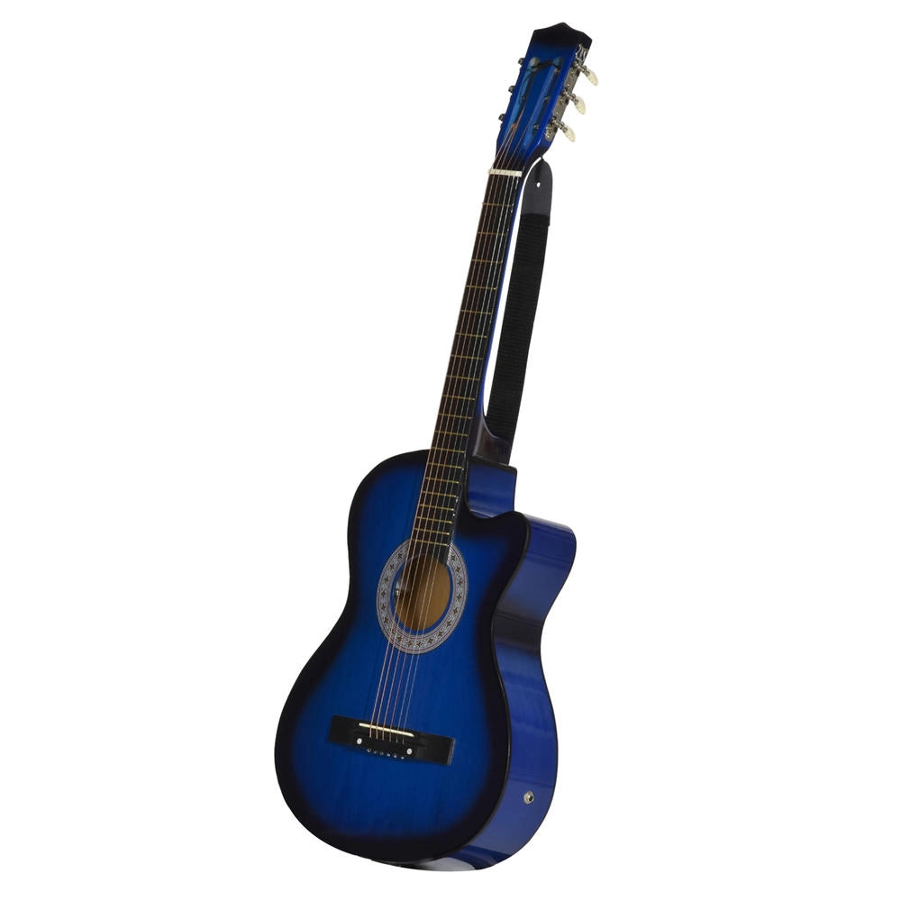 Kit chitarra elettrica con accessori borsa tracolla corde plettri e cavo 96,5x35,8x8,5cm blu e nero per principianti