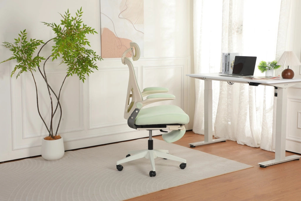 Sedia da ufficio ergonomica pieghevole, 67 cm, altezza 102-129 cm, verde