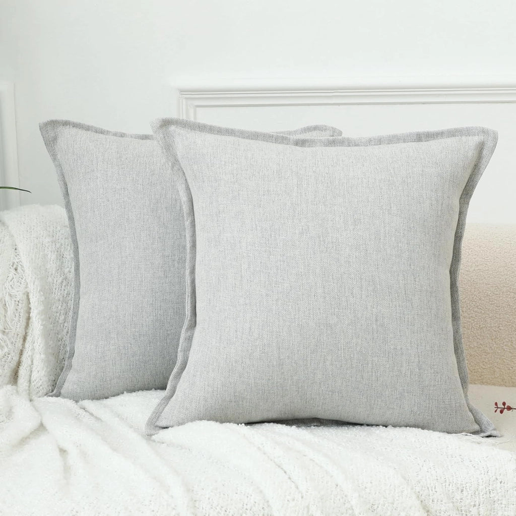 Set di 2 federe in lino, 45x45 cm, colore grigio