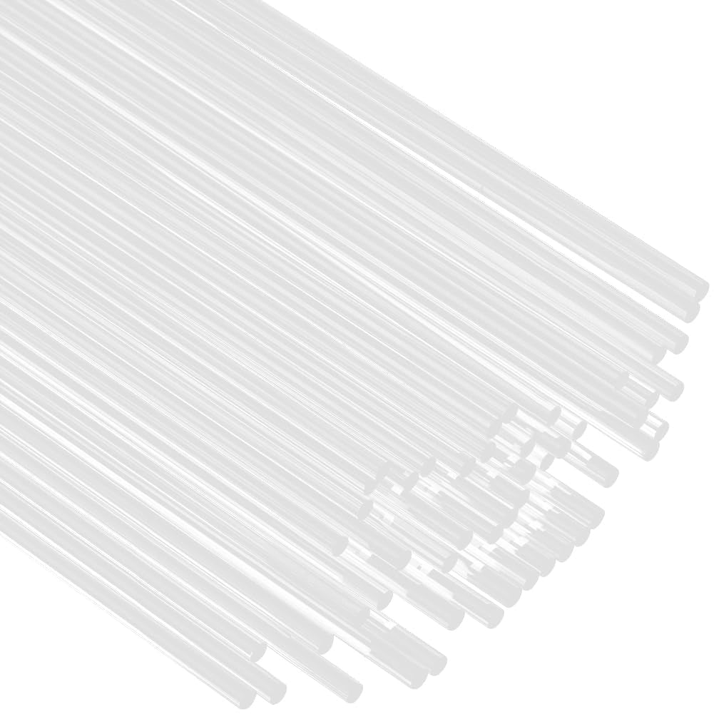 100 aste in acrilico trasparente, rotonde, lunghezza 20,1 cm, diametro 2,8 mm