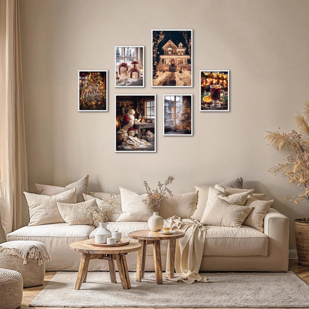 Set di 6 poster natalizi – Decorazioni murali a tema invernale, dimensioni 30x40 cm e 21x30 cm