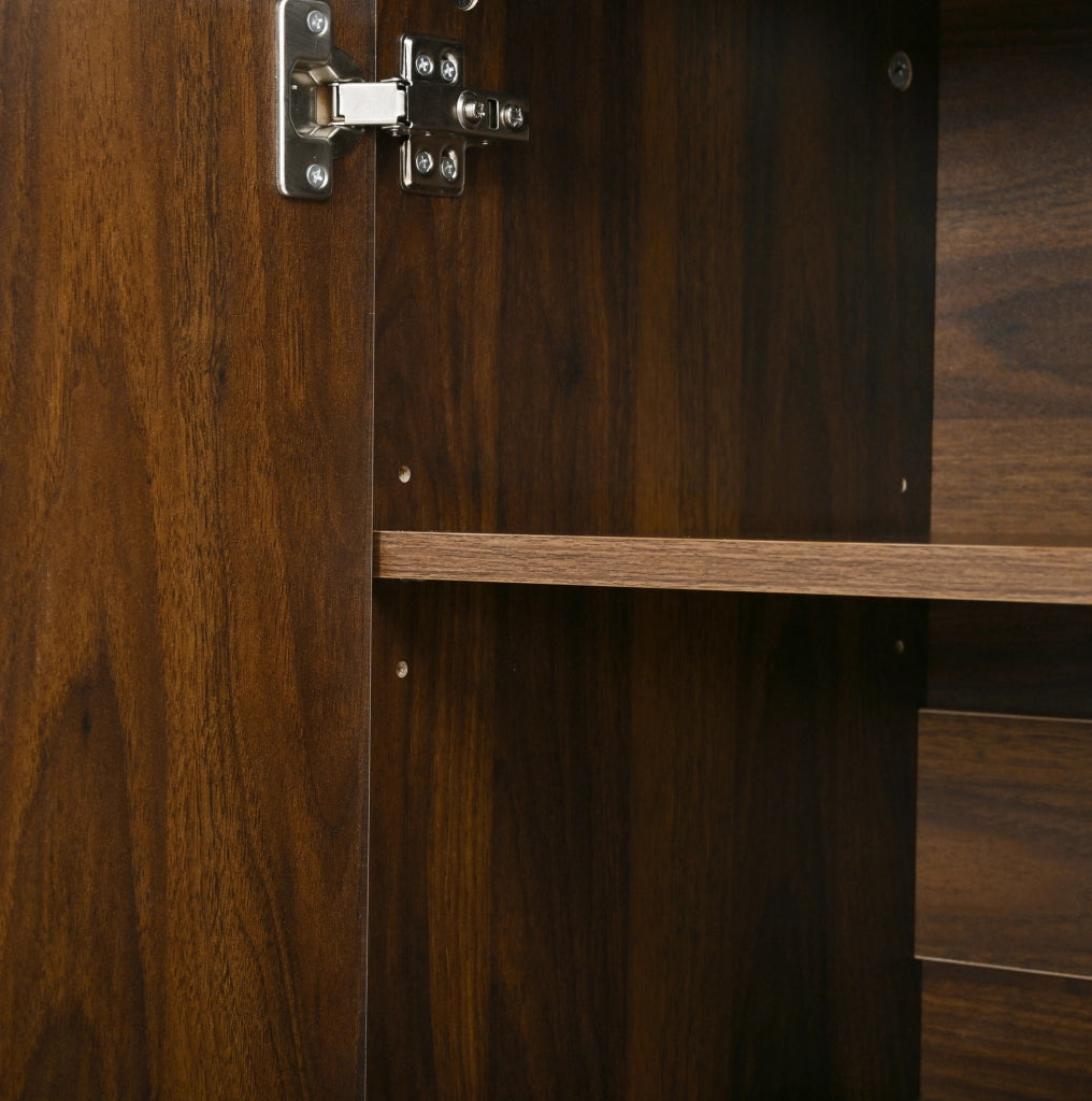 Credenza e scarpiera color noce a 3 ante con ripiani regolabili