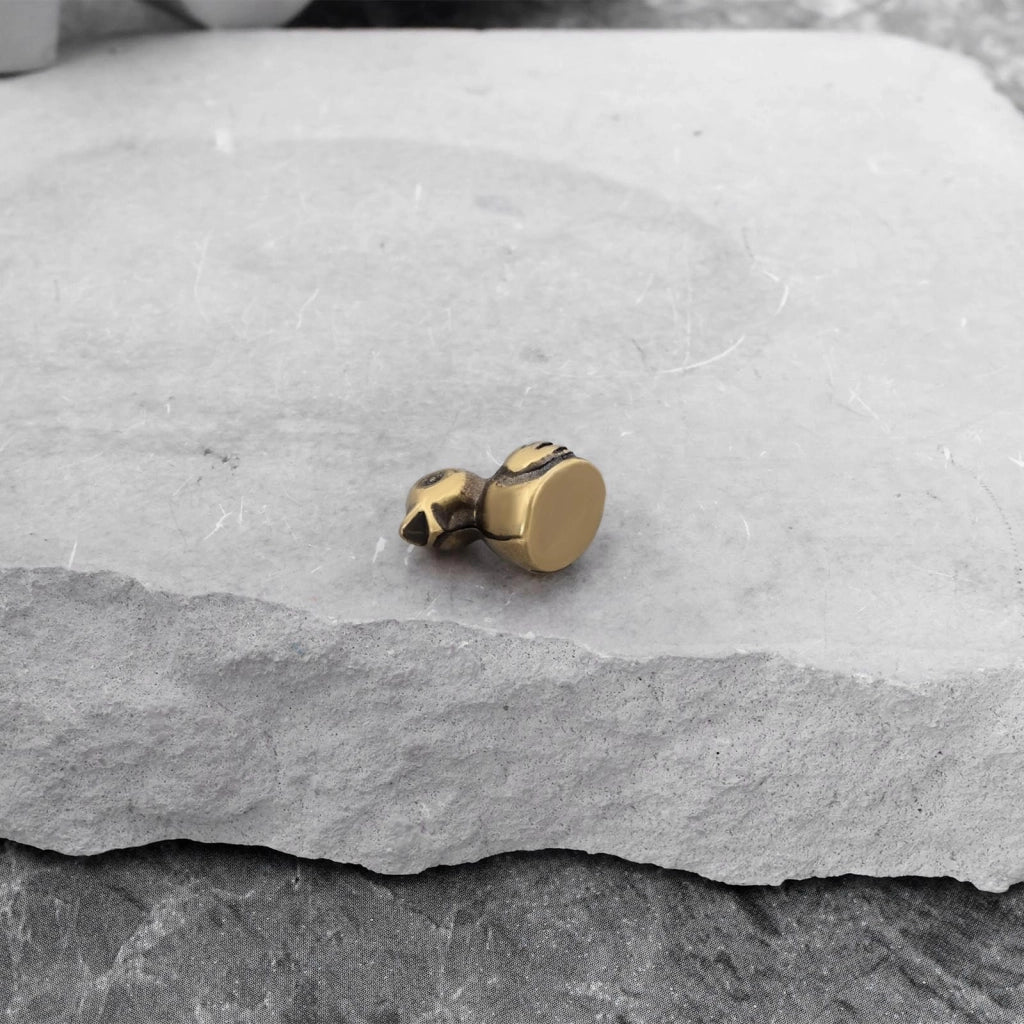 3 Teste di gufo in ottone per cerniere, dimensioni 1,5x1,5 cm