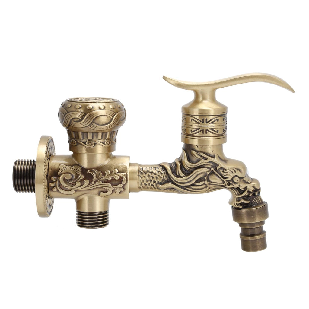 Rubinetto a forma di drago antico, da parete, in ottone, stile retrò, per bagno, lavatrice, acqua calda e fredda, adatto per interni ed esterni