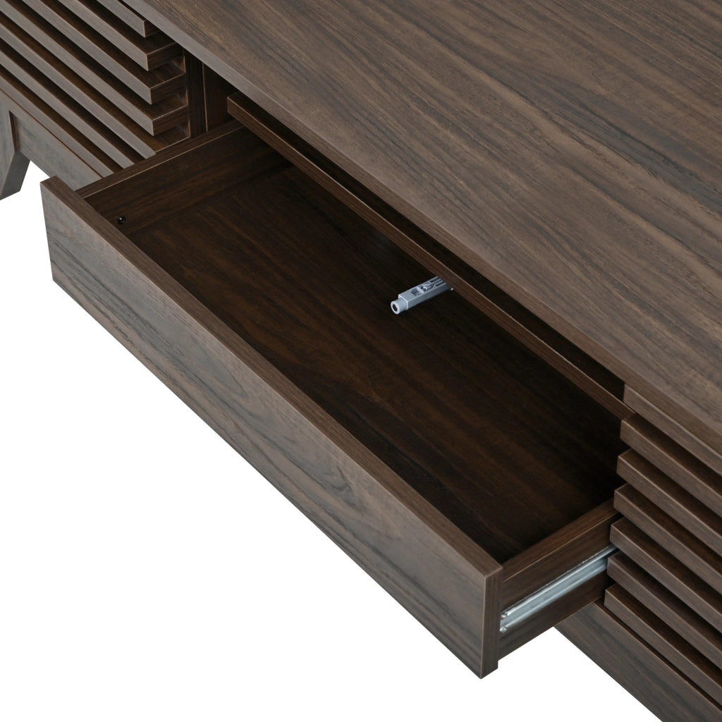 Mobile TV basso 170 cm in MDF noce con cassetto e vani