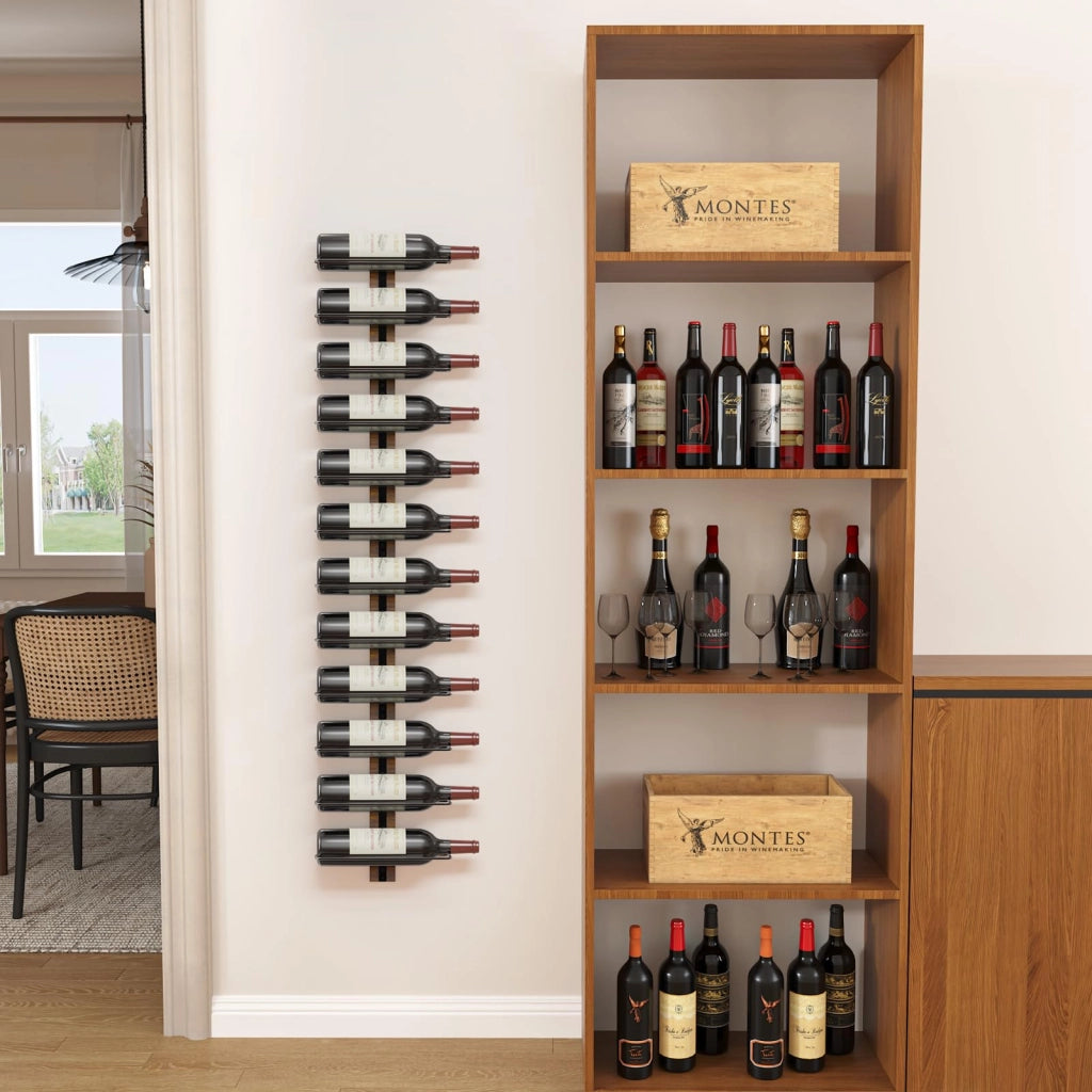 Scaffale a parete per 12 bottiglie, in legno, design moderno