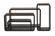 Set di 4 scaffali, forma rettangolare, noce, dimensioni 50x16x30 cm