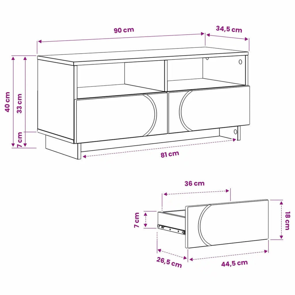 Supporto TV 90 x 34,5 x 40 cm Grigio Cemento