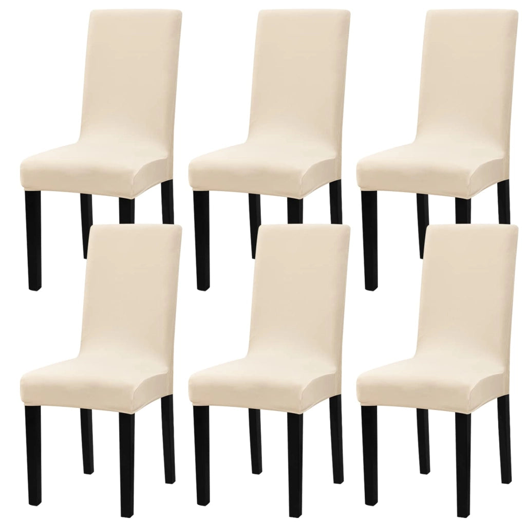 Copri-sedie elasticizzati, set da 6, color beige, lavabili