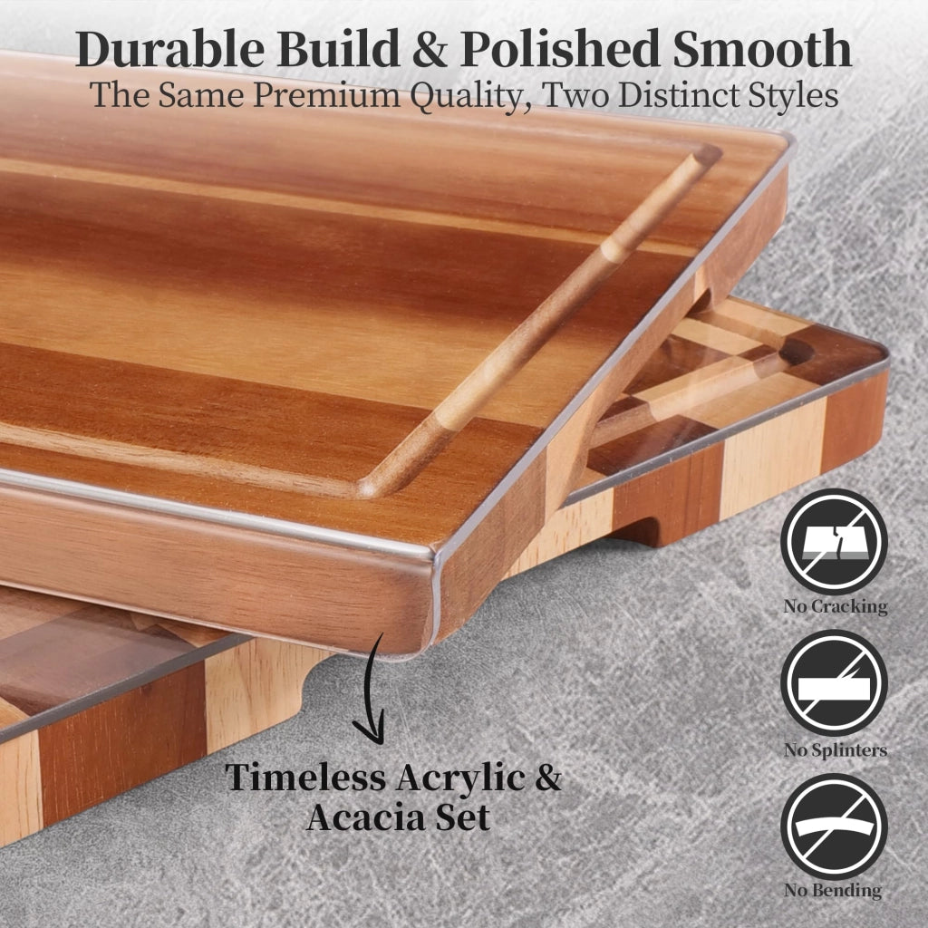 Set da 2 taglieri: legno di acacia e acrilico, 40x28 cm