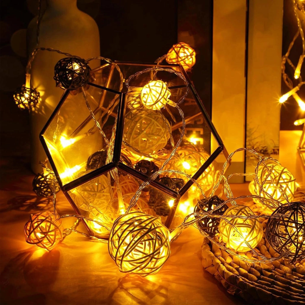 Set di 18 palline decorative in vimini, disponibili in 3 dimensioni e 3 colori