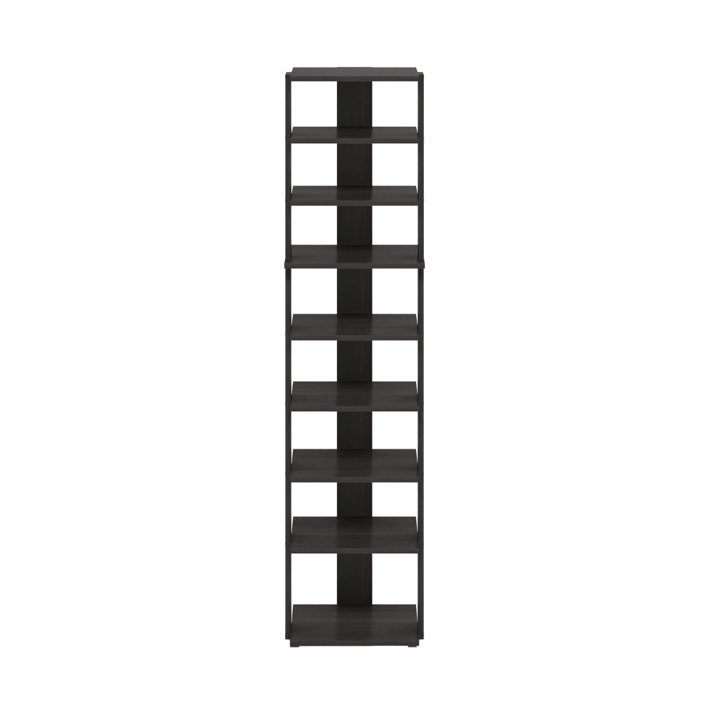 Scaffale a 9 ripiani per scarpe, autoportante, colore espresso, altezza 130 cm