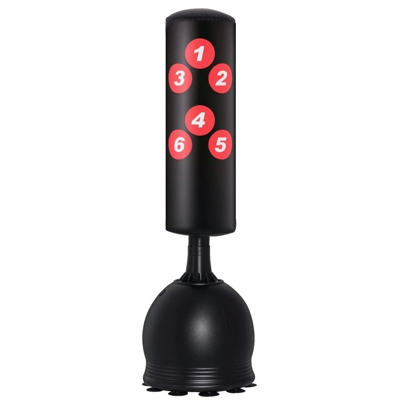 Sacco da boxe su supporto 165 cm in HDPE nero, base con ventose per allenamento