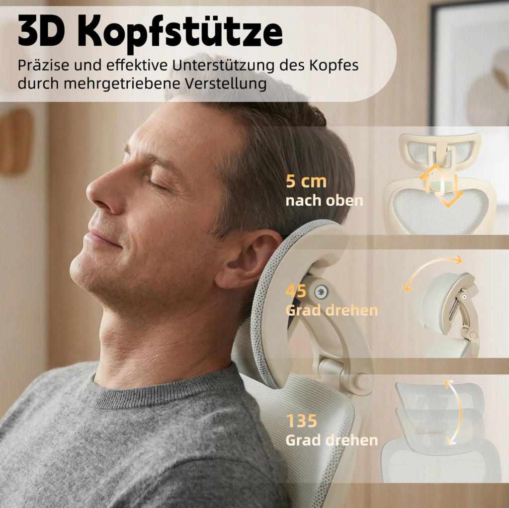 Sedia da ufficio pieghevole in rete grigia con poggiatesta 3D