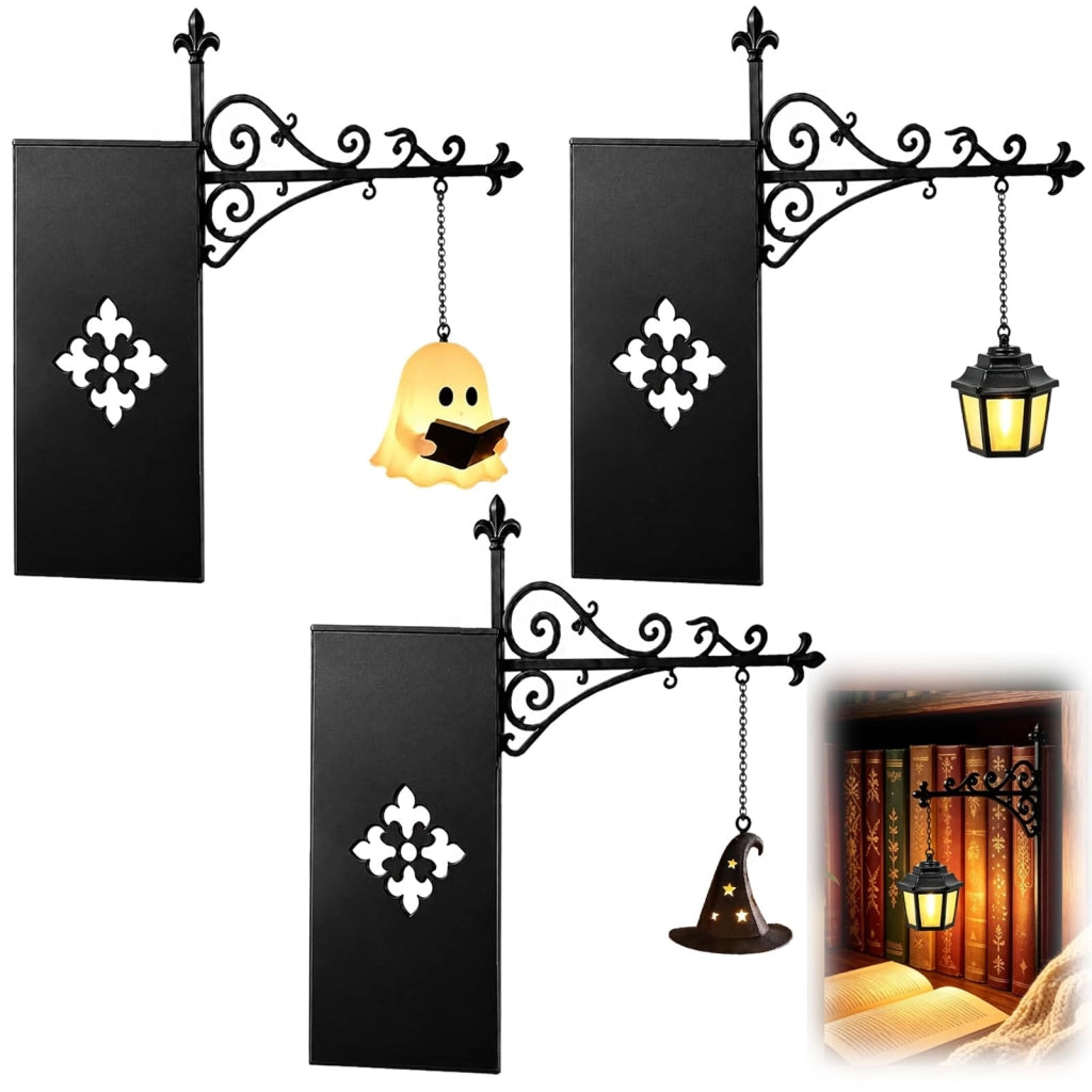 Set di lanterne a tema Halloween, composto da 3 pezzi, ideale per librerie e decorazioni