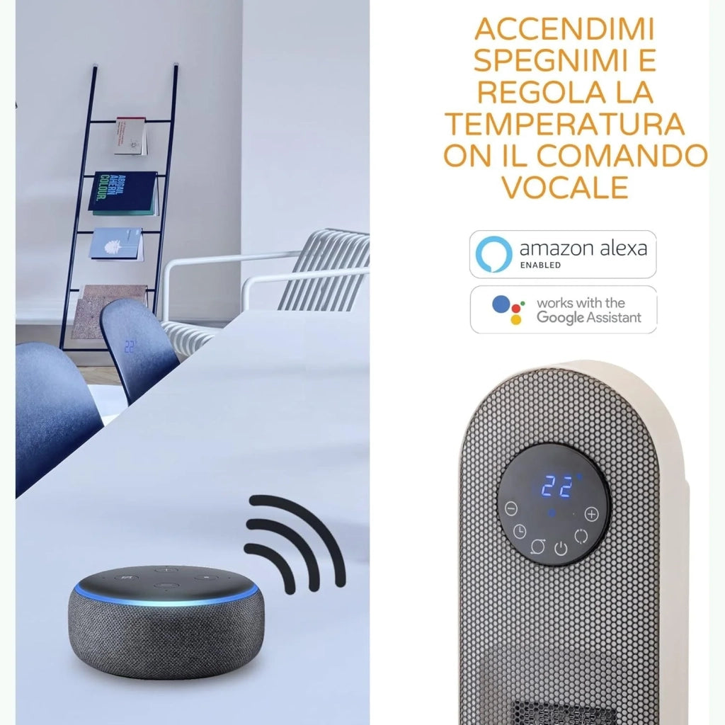 Bimar AMA10 Termoventilatore Ceramico a Colonna Wi-Fi, Basso Consumo