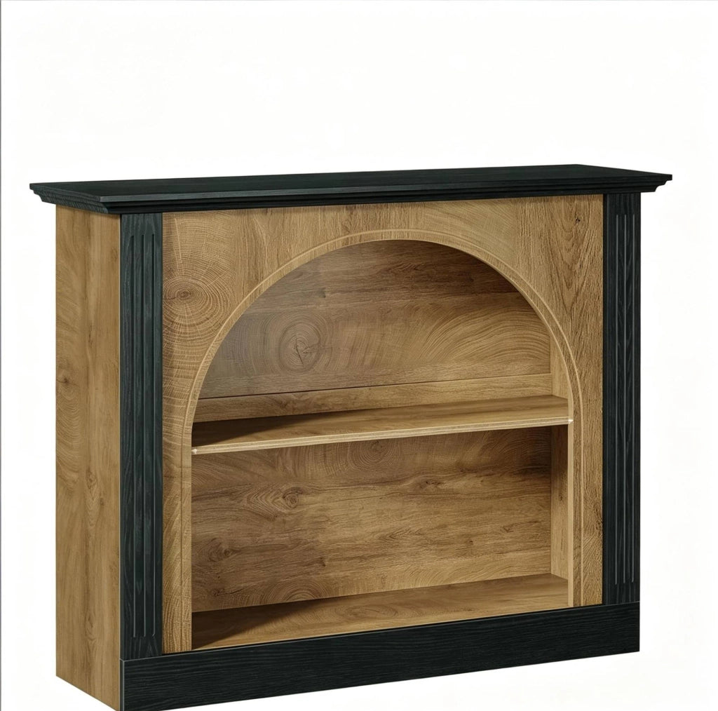 Mobile TV 110x30 cm in legno nero e rustico, stile Mid-Century