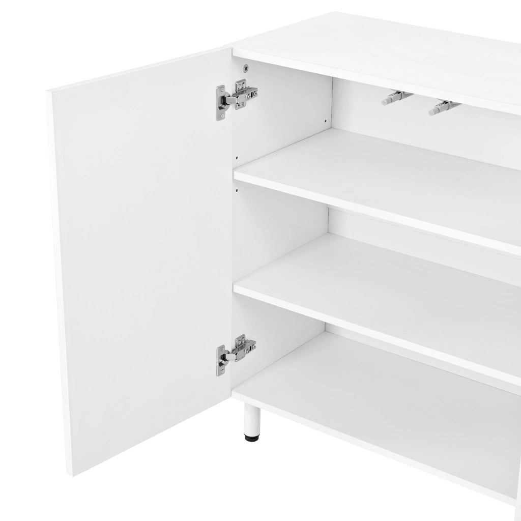 Mobile contenitore bianco opaco 120 × 37 × 80 cm con 3 ante ripiani regolabili piedini in ferro MDF e PB