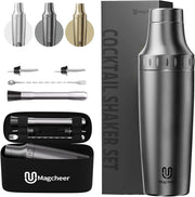 Shaker per cocktail da 900 ml con misurino, a doppia parete, completo di accessori, colore grigio