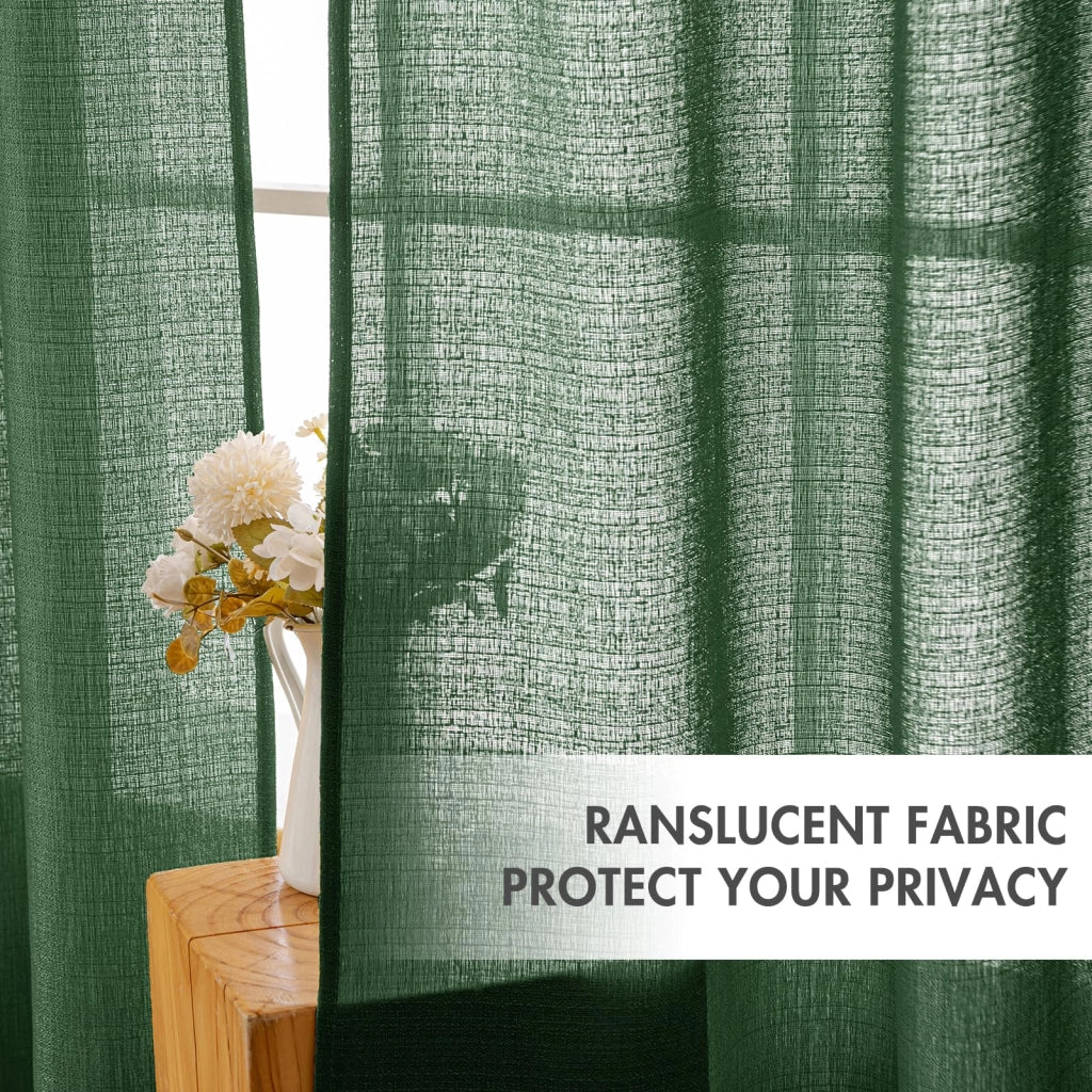 Set di 2 tende da finestra con passanti, verde scuro, 145x140 cm