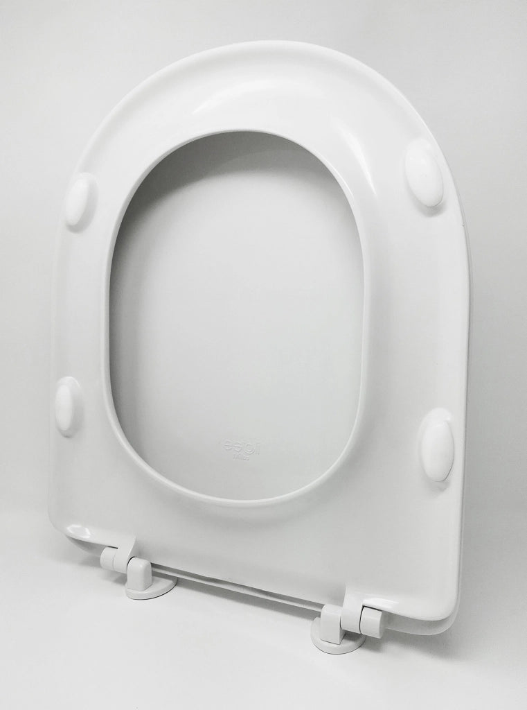 Copriwater universale a forma di "D", bianco, con cerniera removibile