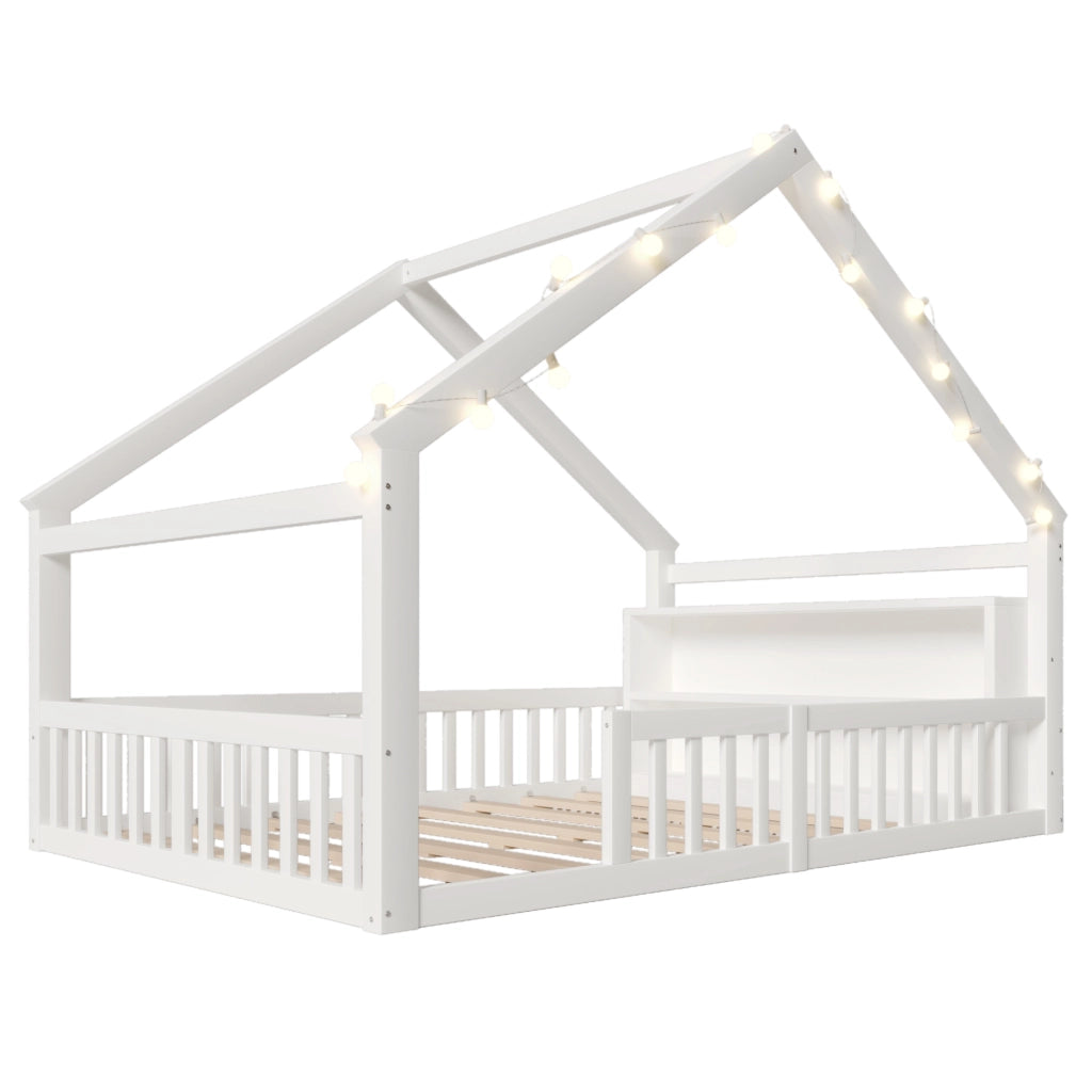 Letto casetta bianco per bambini 140 x 190 cm