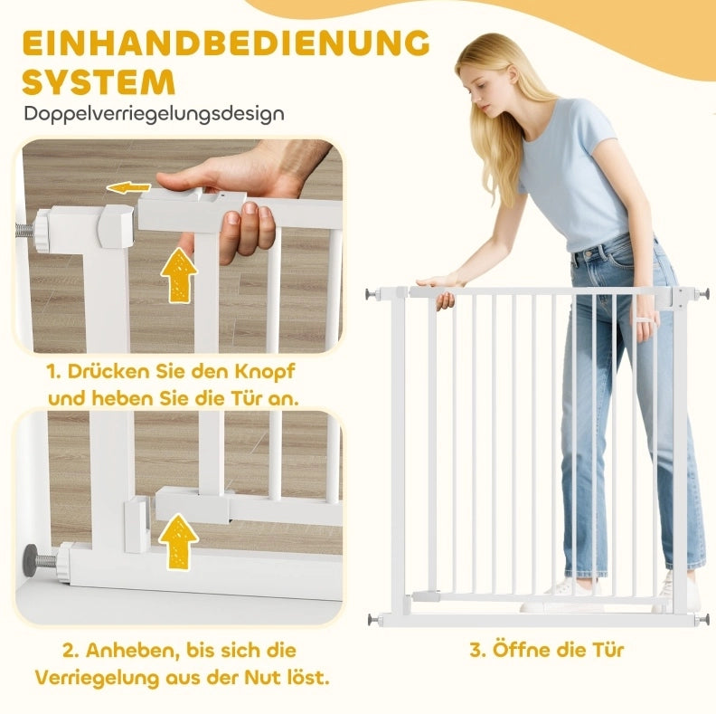 Cancello di sicurezza per bambini e animali 76-80 x 76 cm bianco senza foratura