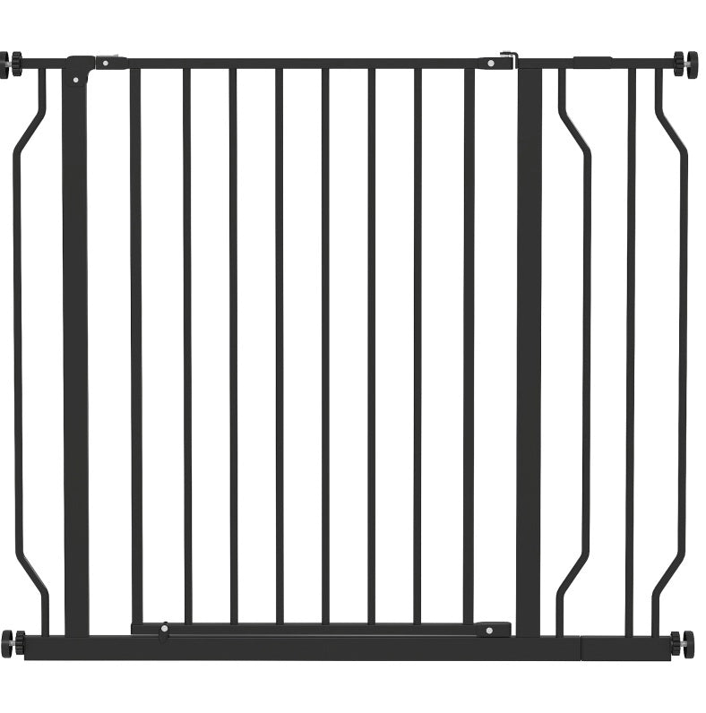 Cancello di sicurezza per cani 75-95 cm, h 76 cm, nero, montaggio a pressione