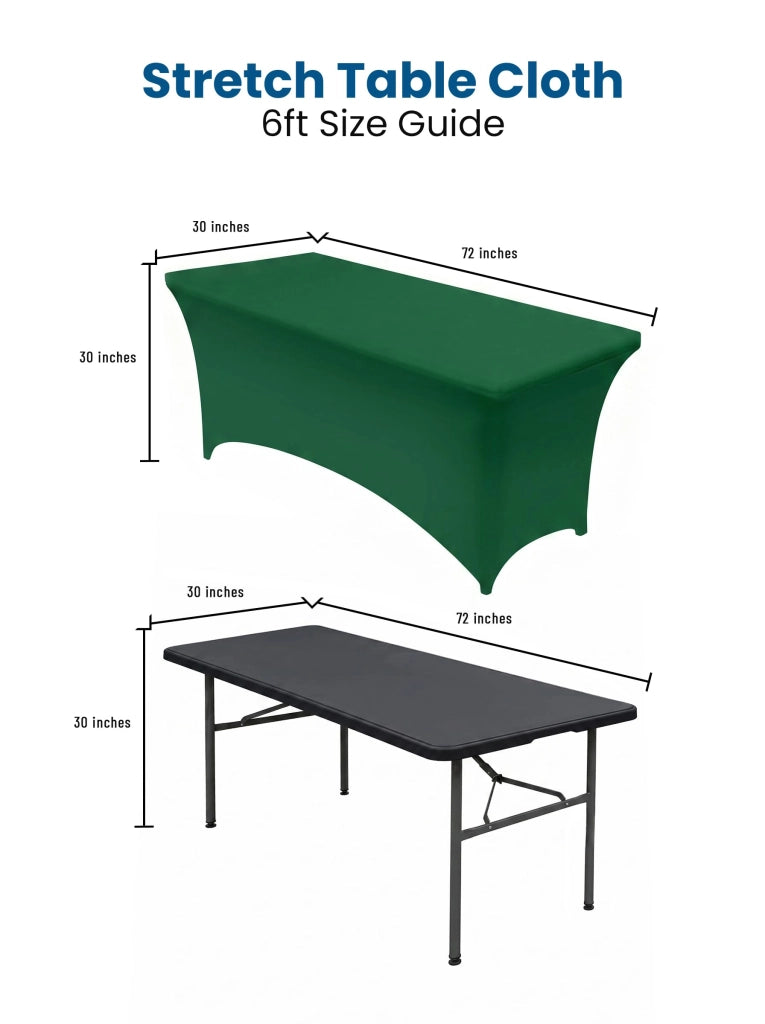 Tovaglia in Spandex, confezione da 2, lunghezza 6 piedi, verde smeraldo, elasticizzata, rettangolare
