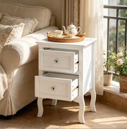 Comodino moderno in MDF bianco con 2 cassetti, 40x60x30 cm