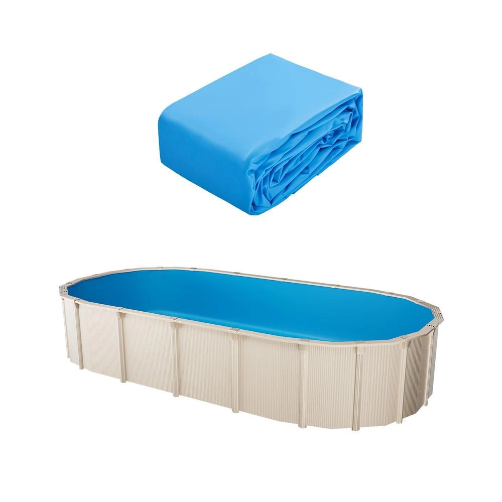 Rivestimento di Protezione per Piscina Ovale Fuori Terra in Vinile Stile Unibead 24x12,3 Piedi Altezza 52 Pollici Resistente