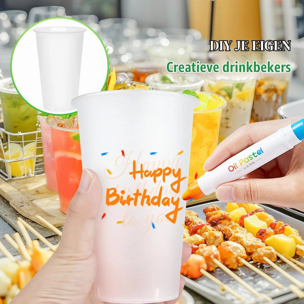 Set di bicchieri da festa, 50 pezzi, capacità 500 ml, con cannucce