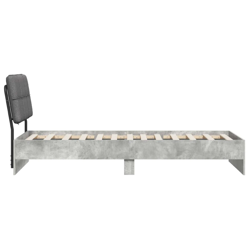 Letto singolo con testiera Grigio Cemento e Grigio Chiaro 8003368