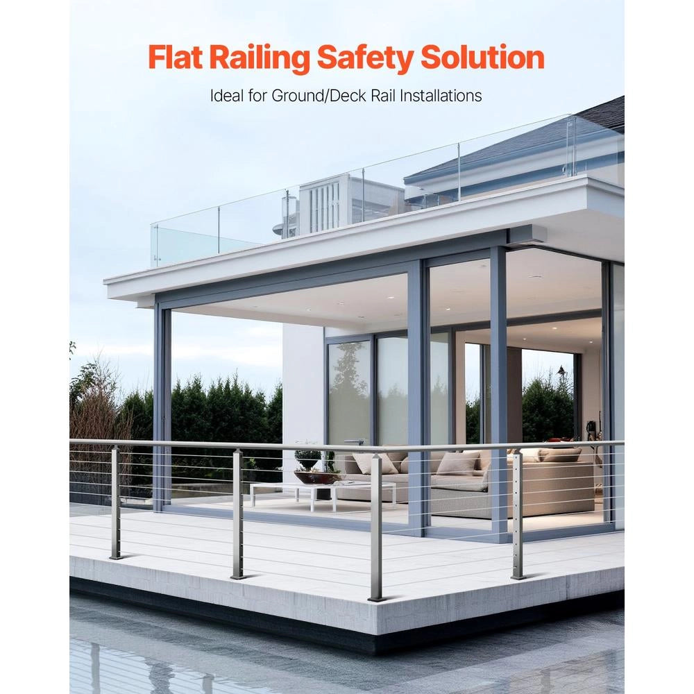 Palo per Ringhiera Balaustrata HR-022G in Acciaio Inox Argento 914 mm con Fori Orizzontali Robusto per Balcone e Terrazza