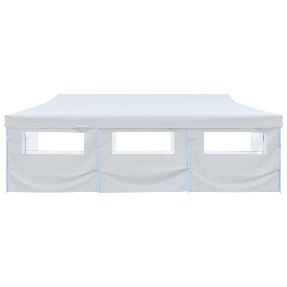 Tenda Pieghevole Pop-Up con 8 Pareti Laterali 3x9 m Bianca