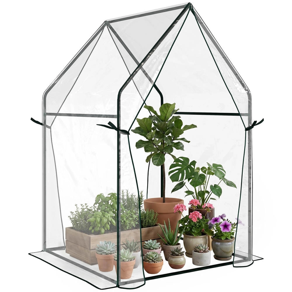 Serra da giardino per pomodori con 2 porte con zip, struttura in acciaio resistente per orto e piante, 90 x 90 x 145cm