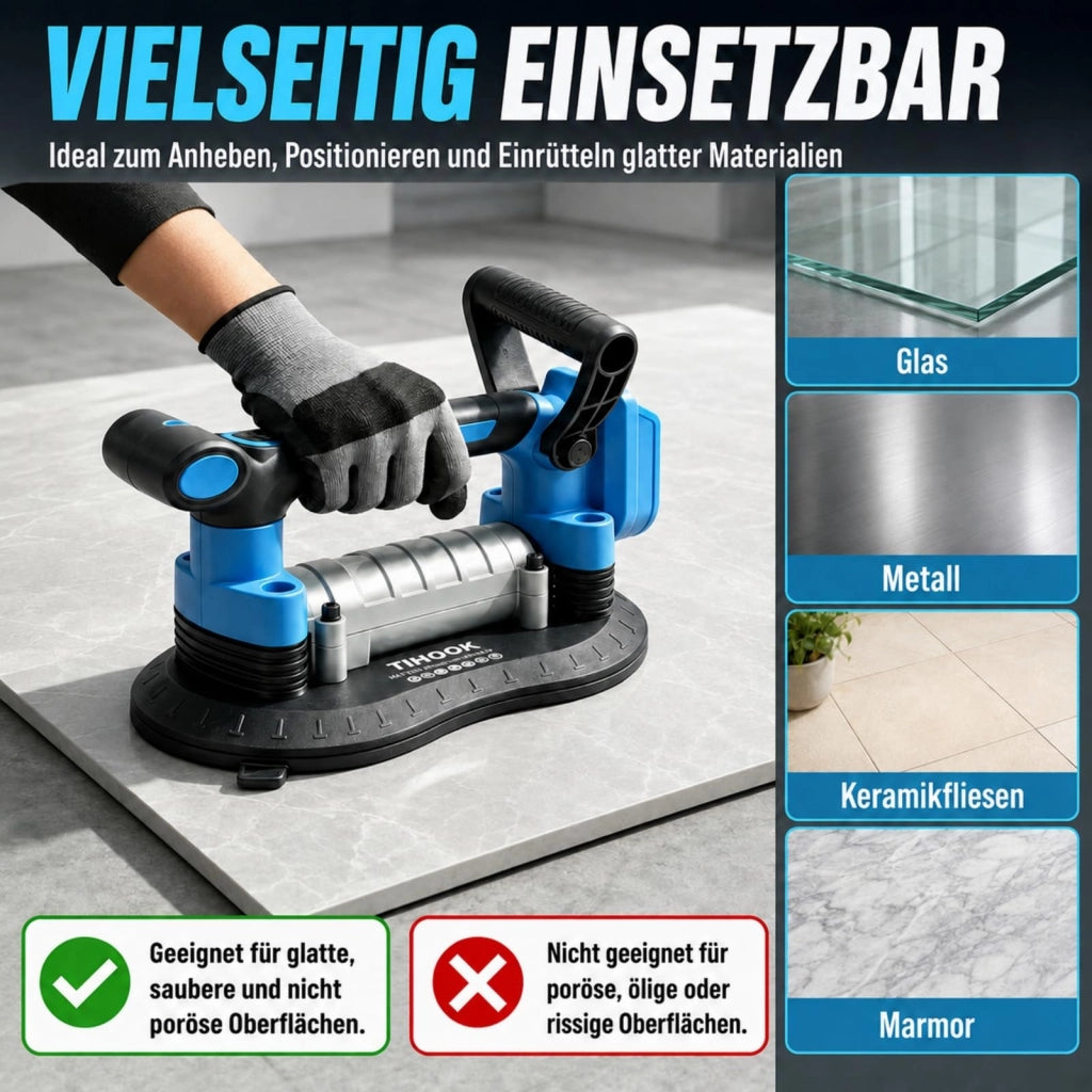Vibratore per piastrelle a batteria 2-in-1, con ventosa, 9 livelli di vibrazione, capacità di carico 400 kg