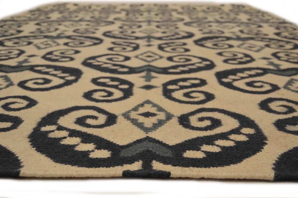 Tappeto kilim intrecciato a mano, 152x230 cm, color marrone/bianco