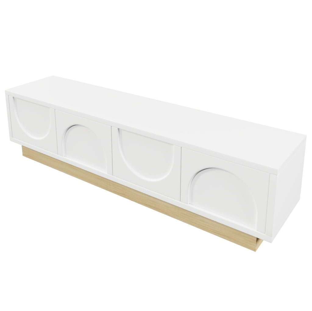 Mobile TV 175 x 40 x 41,5 cm bianco e legno MDF, design curvo, ampio spazio