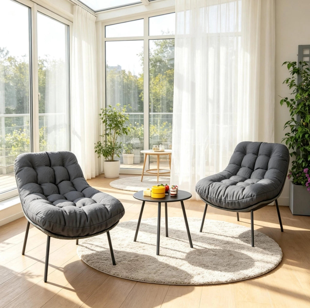 Set da giardino 2 posti in resina intrecciata grigio