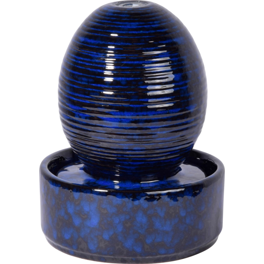 Fontana da interno in Vetroceramica, fontana da tavolo, 17x17x21 cm, blu scuro