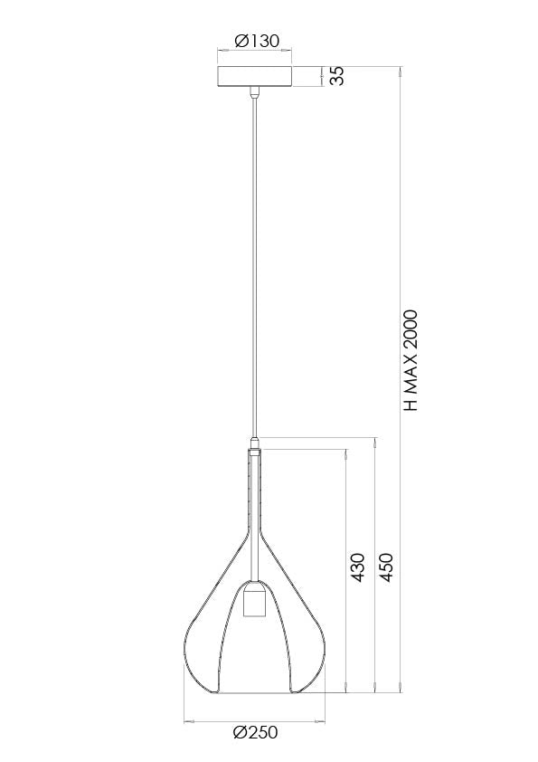 Lampada a Sospensione Lila Fabas Luce Ø250mm Vetro Trasparente E27
