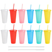 12 bicchieri da bevanda da 710 ml con coperchio e cannuccia, riutilizzabili