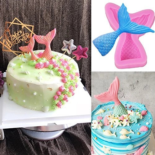 Set di 3 formine in silicone a tema marino: sirena e cavalluccio marino