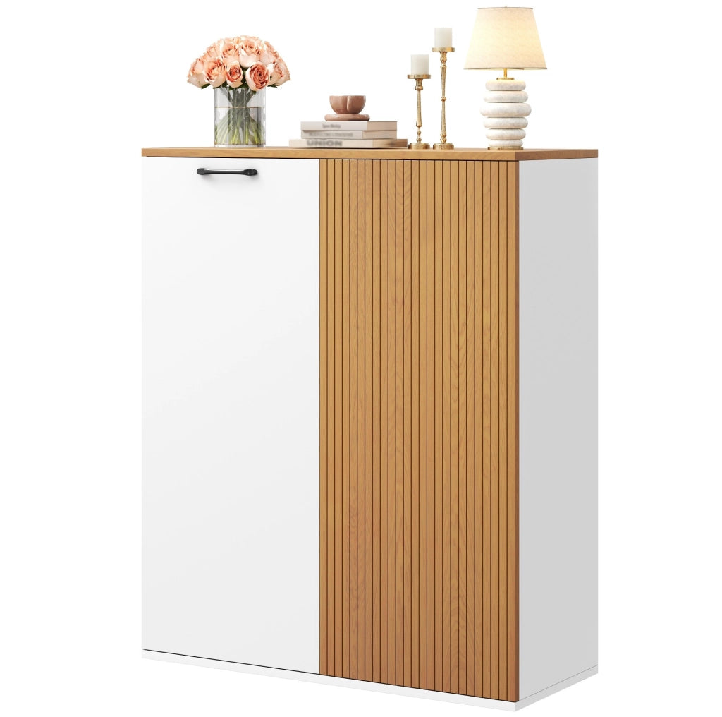 Mobile archivio in MDF bianco ed effetto rovere 80 × 40 × 110 cm