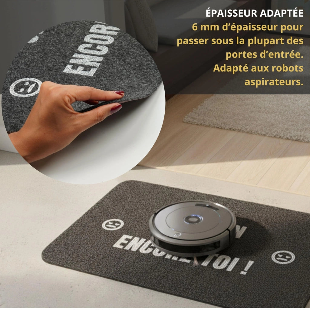 Tappetino per porta, dimensioni 60x40 cm, antiscivolo, spessore 6 mm, con ricamo divertente, lavabile