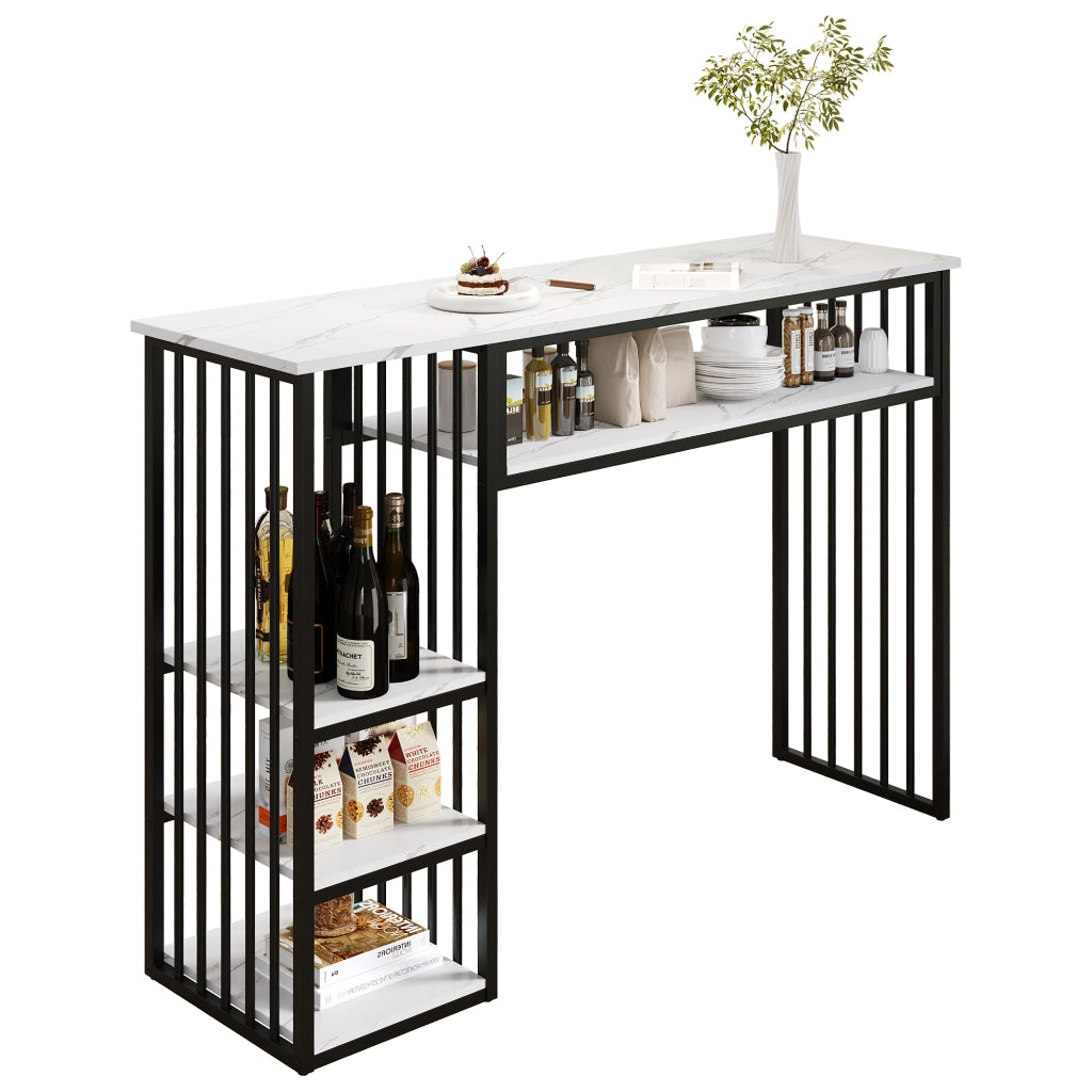 Tavolo da bar con contenitore effetto marmo 140 cm