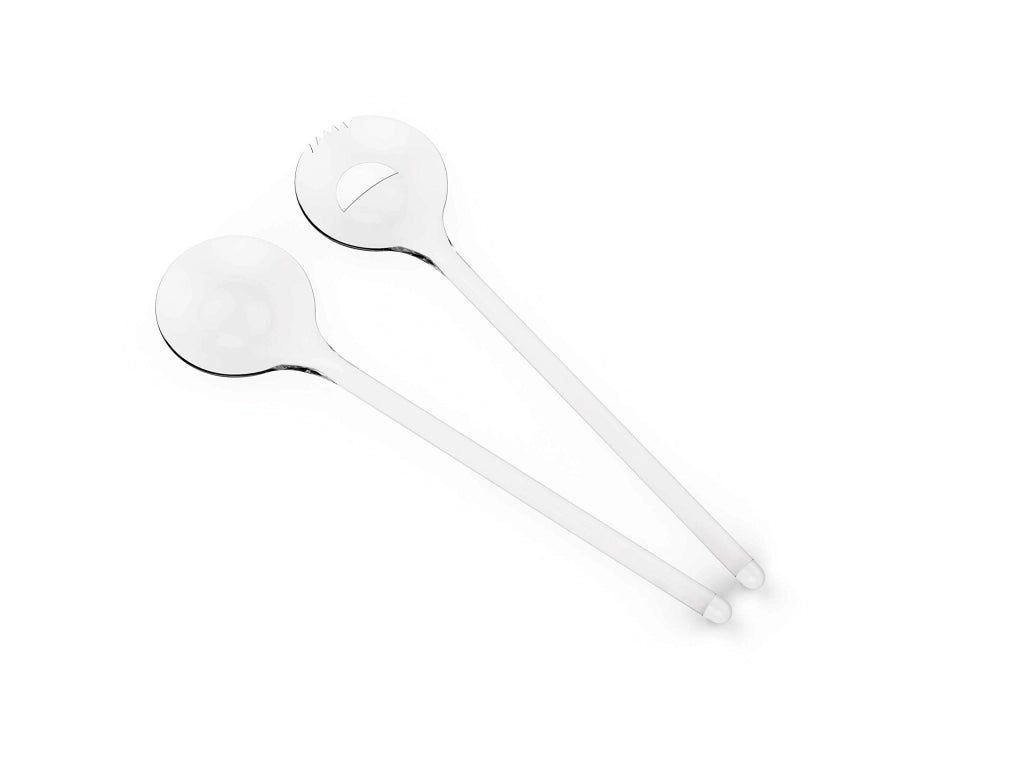 Set di posate per insalata in plastica trasparente, dimensioni 32x8,2x3,3 cm