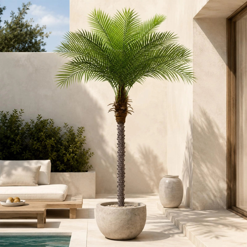 Palma di Phoenix artificiale, altezza 2,1 metri, set da 2, colore verde, materiale: plastica