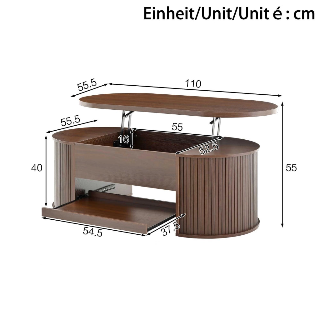Tavolino da salotto con estensibile; mdf; naturale noce